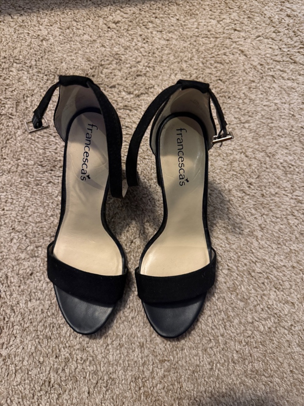 Francesca's Collections Black Open-Toe Ankle Strap Heels